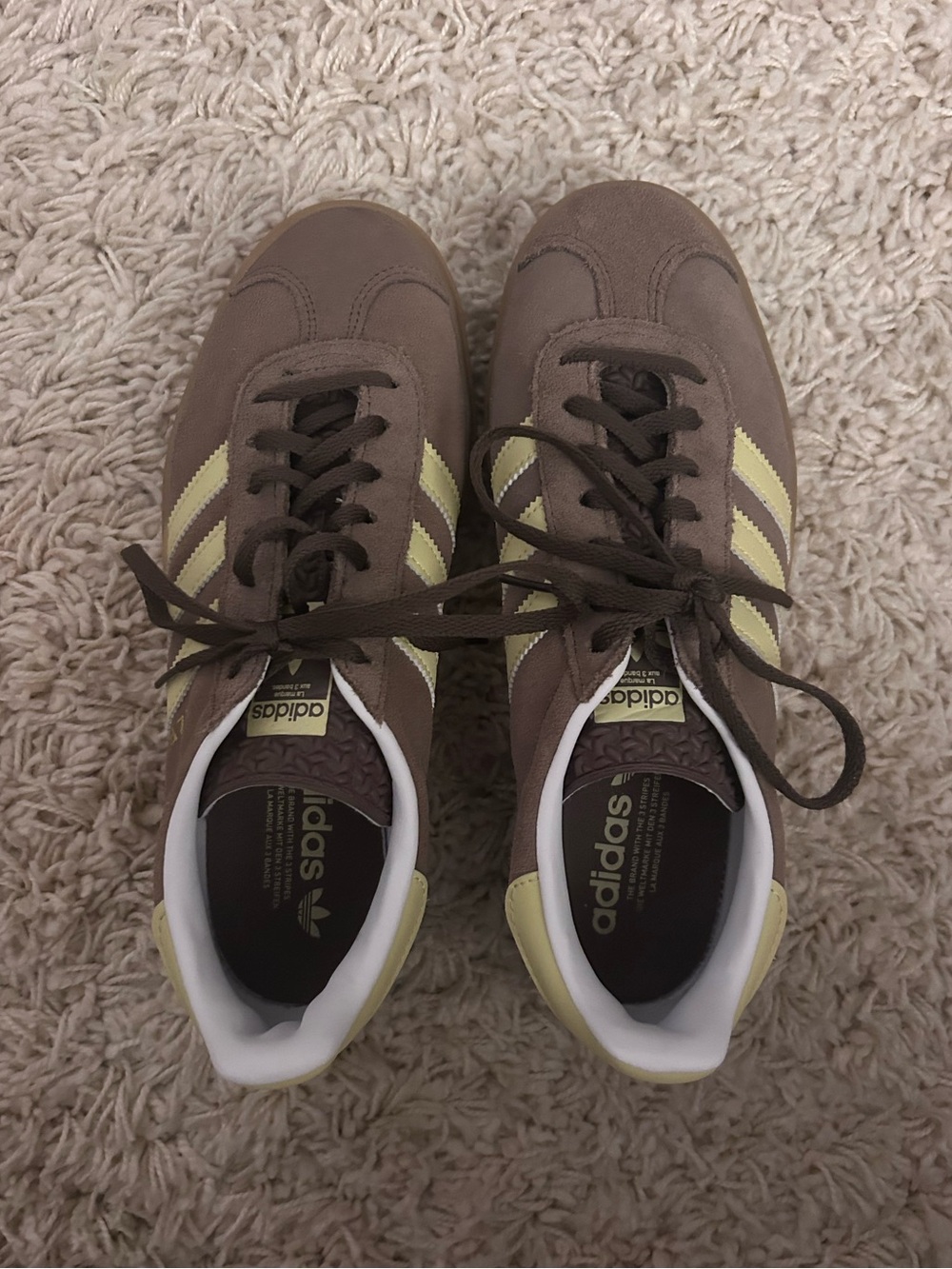 Women’s Adidas Gazelle Bold Yellow and Brown Sneakers - Picture 5 of 5